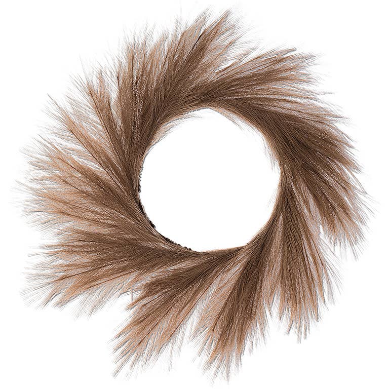 Lg Faux Pampas Wreath, Taupe 24"