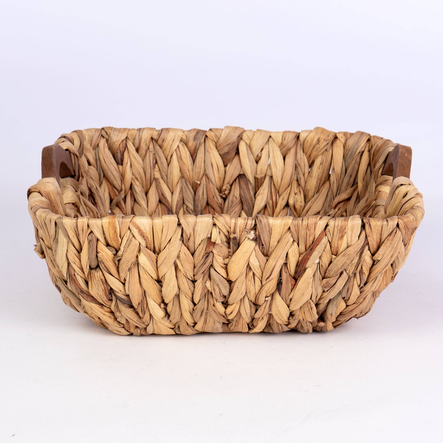Square Hyacinth Tub with Wood Inset Handles - 12"
