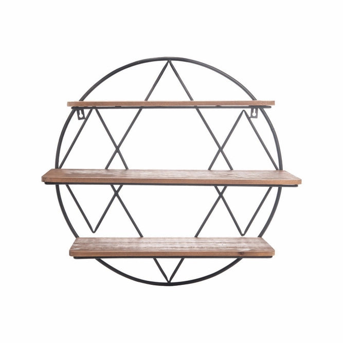 Diamond Farmhouse Round Shelf Metal And Wood