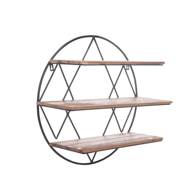 Diamond Farmhouse Round Shelf Metal And Wood