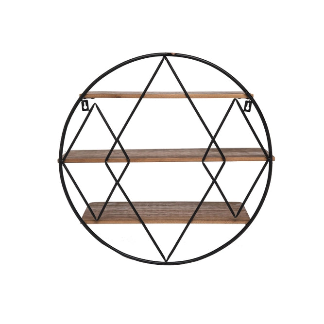 Diamond Farmhouse Round Shelf Metal And Wood