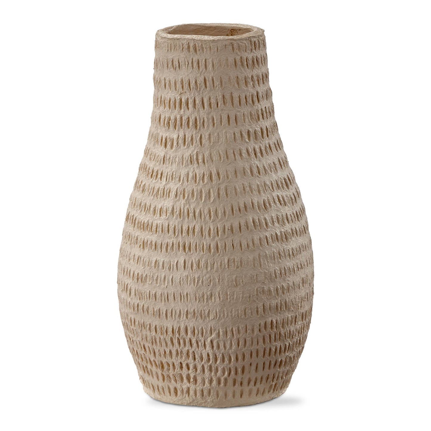Cream Paper Mache Vase - 10.5"