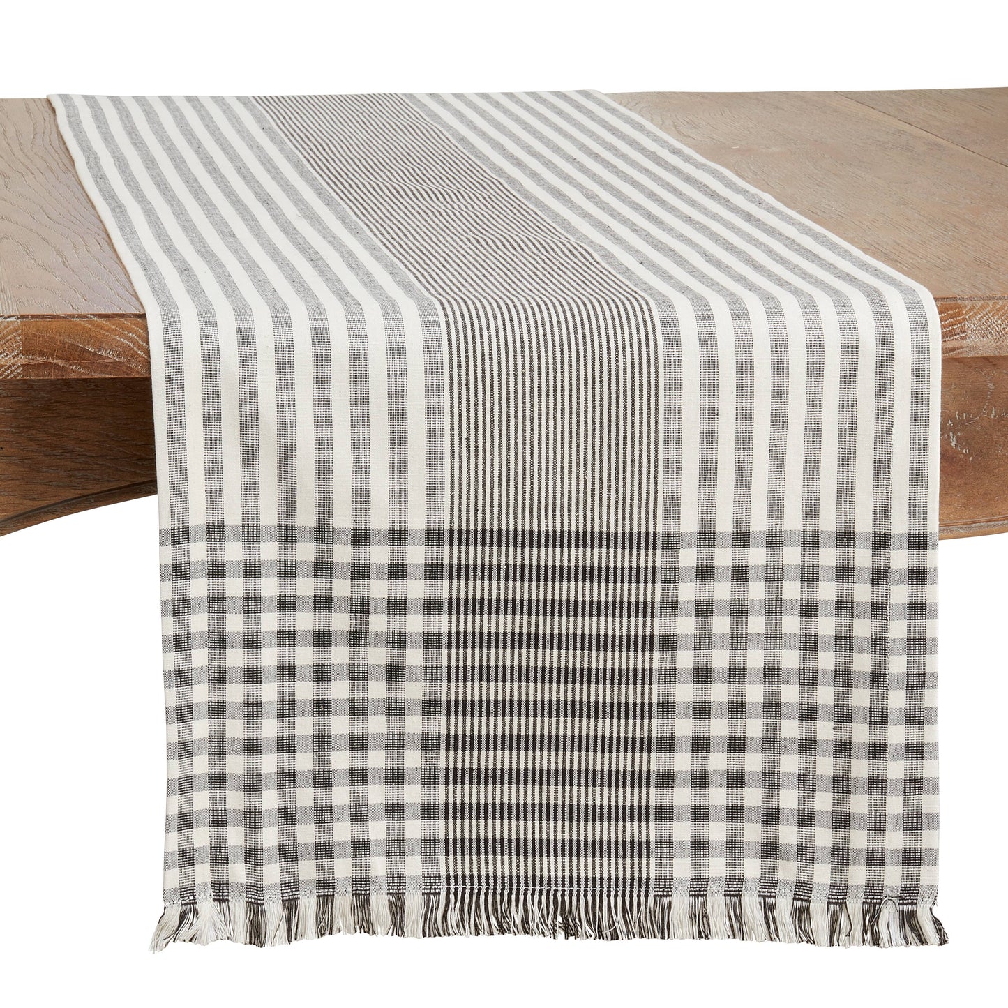 Black & White Stripe Runner - 16"x72"