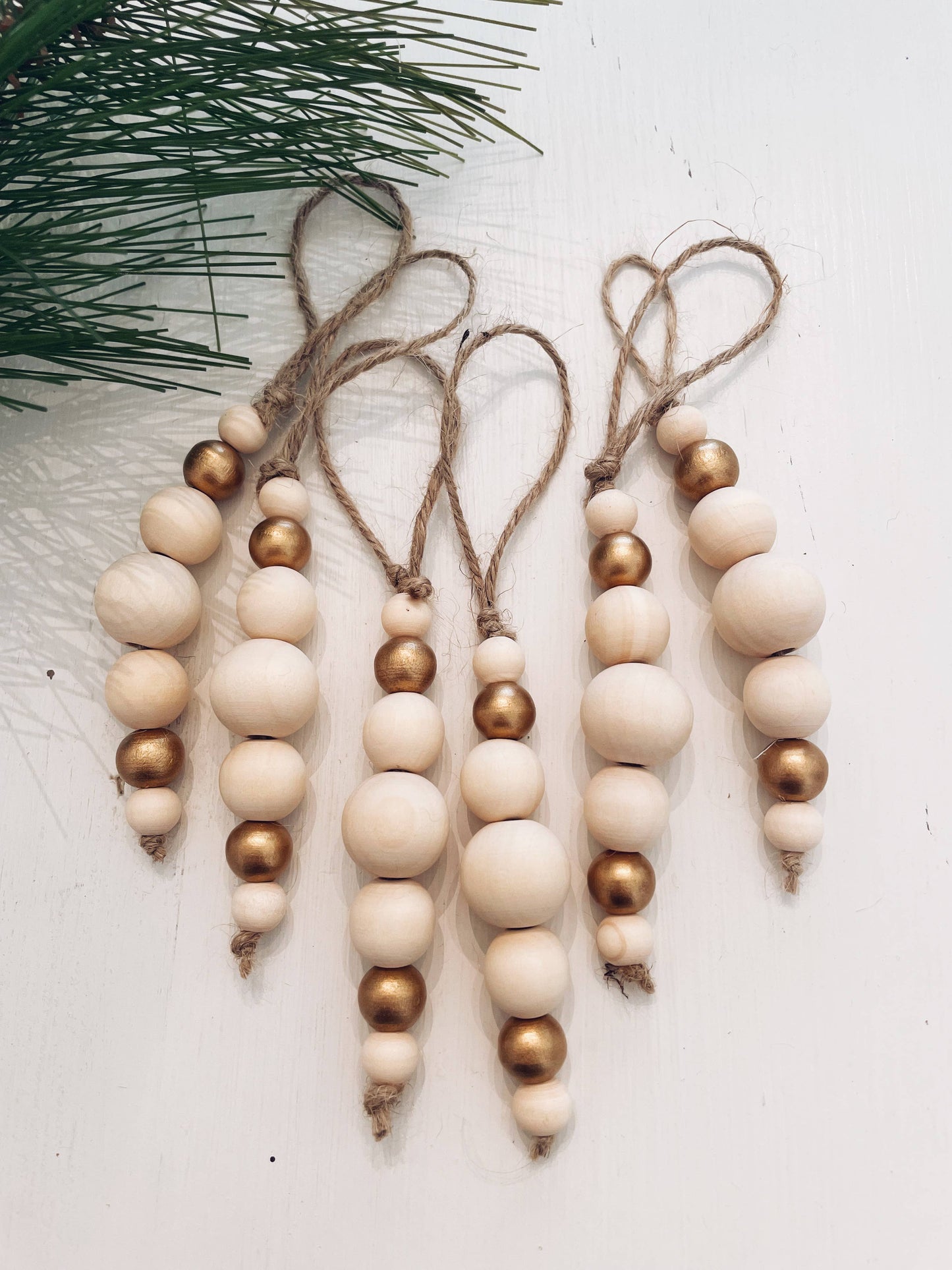 Natural and Gold Bead Ornament