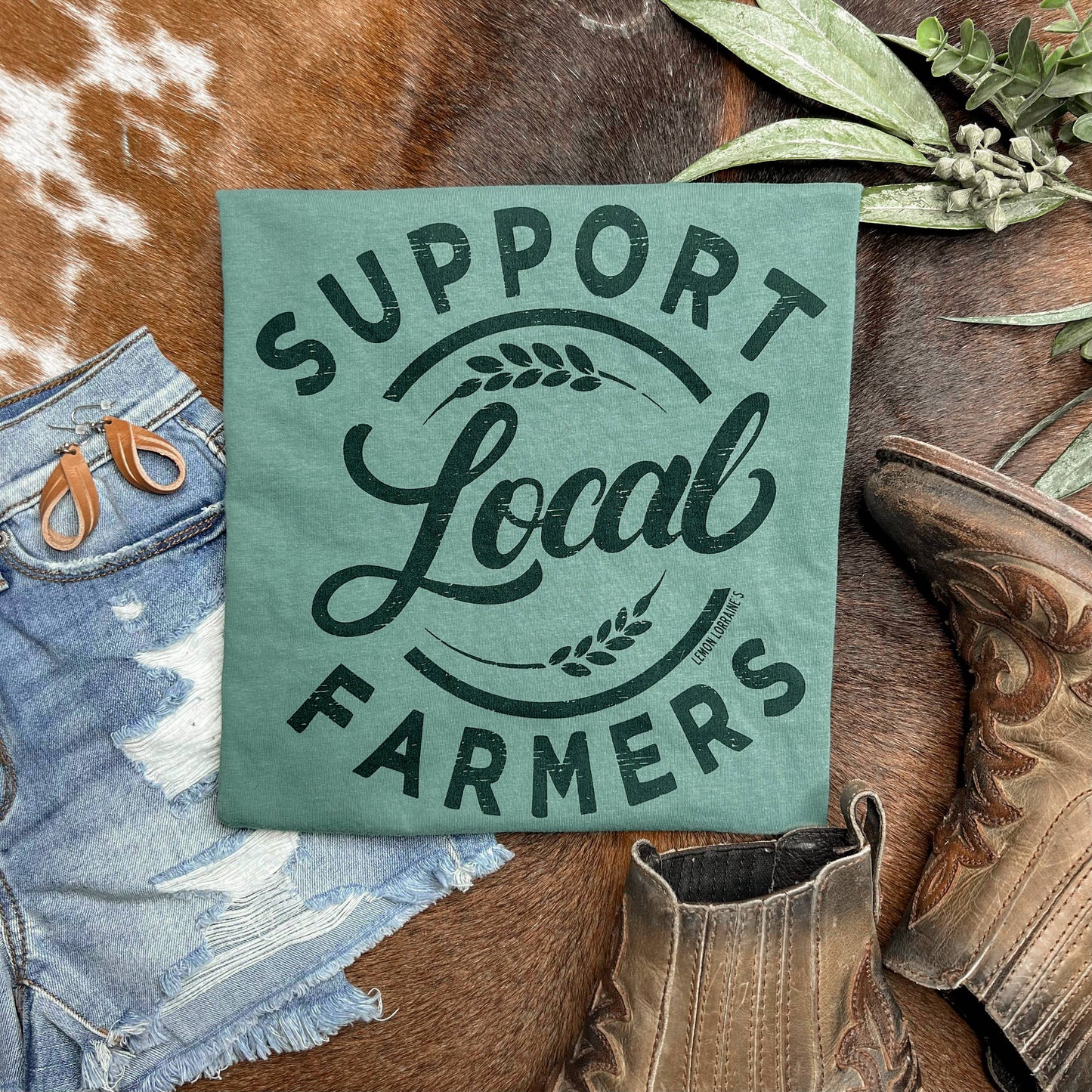 SUPPORT LOCAL FARMERS Cypress Green Graphic Tee