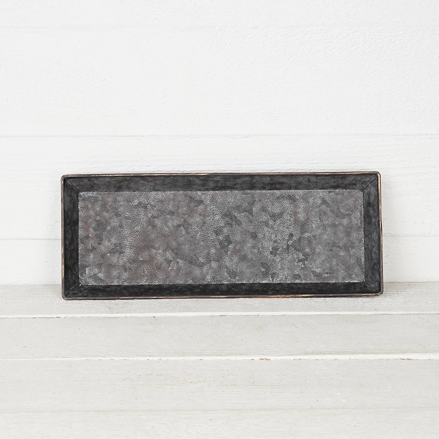 Antiqued Pewter Metal Rectangle Tray- 16"