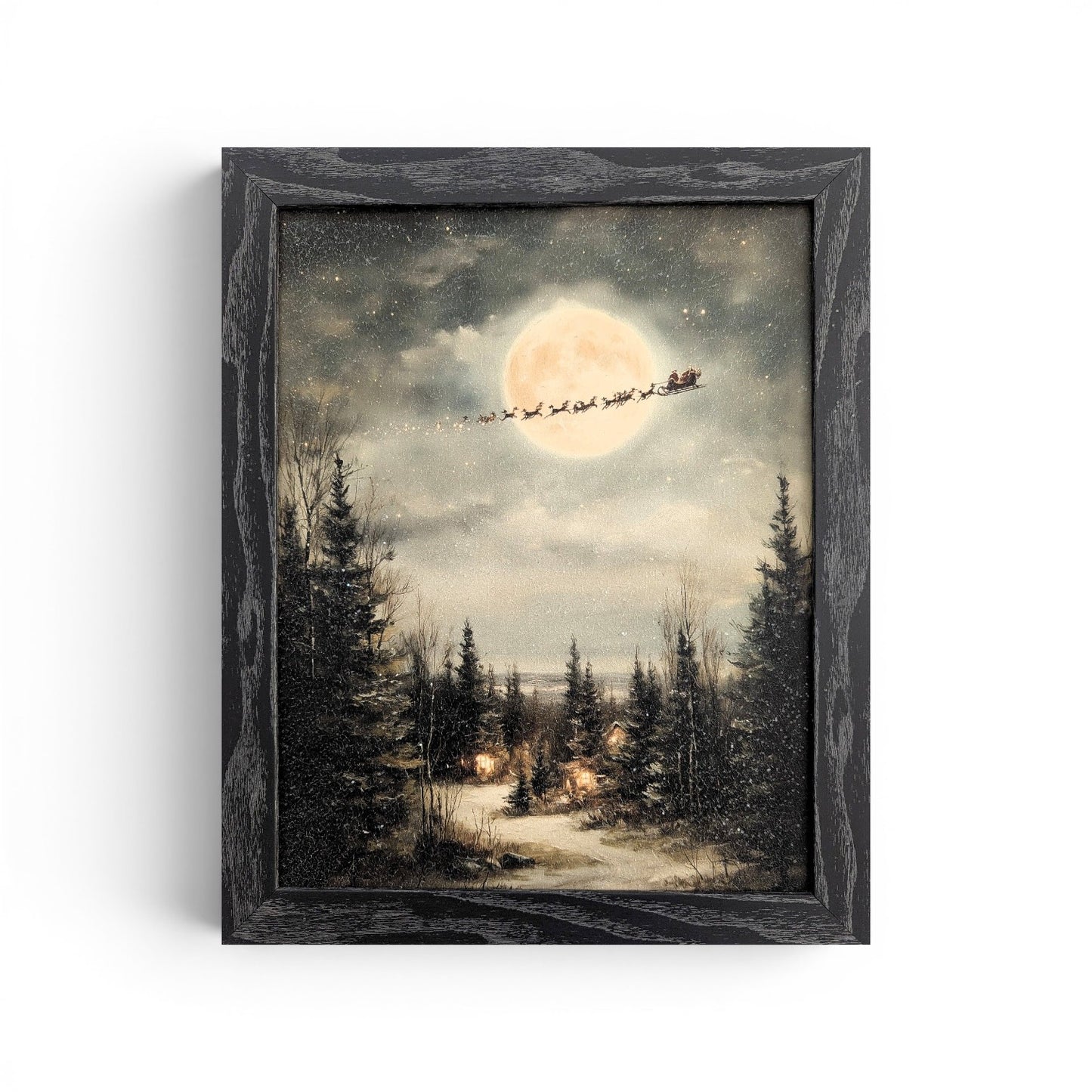 Moonlight Flight Vintage Christmas Wall Art - 13"x16"