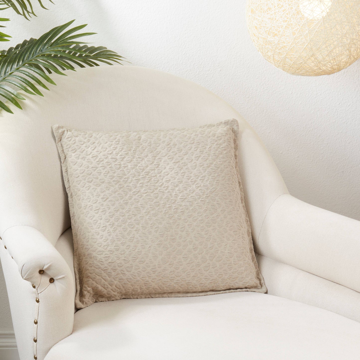 Taupe Textured Throw Pillow - 17"