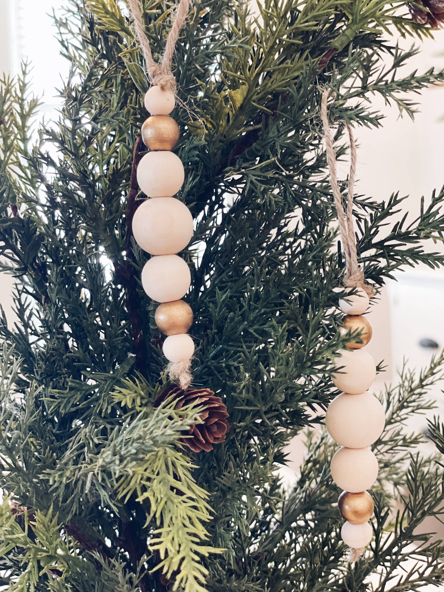 Natural and Gold Bead Ornament