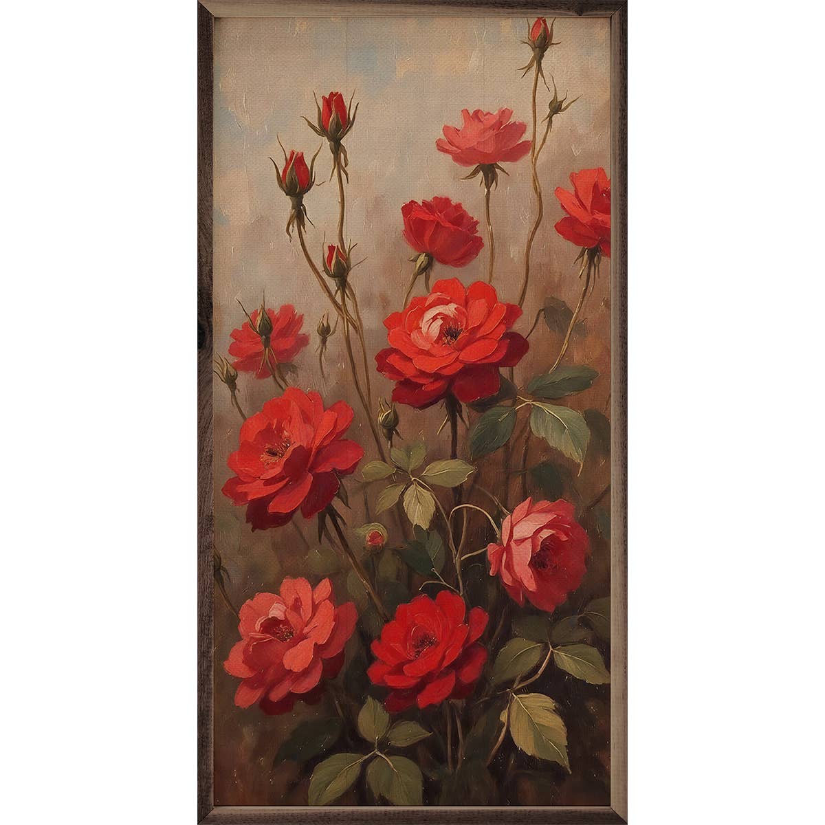 Red Wild Roses Sign - 8"x16"