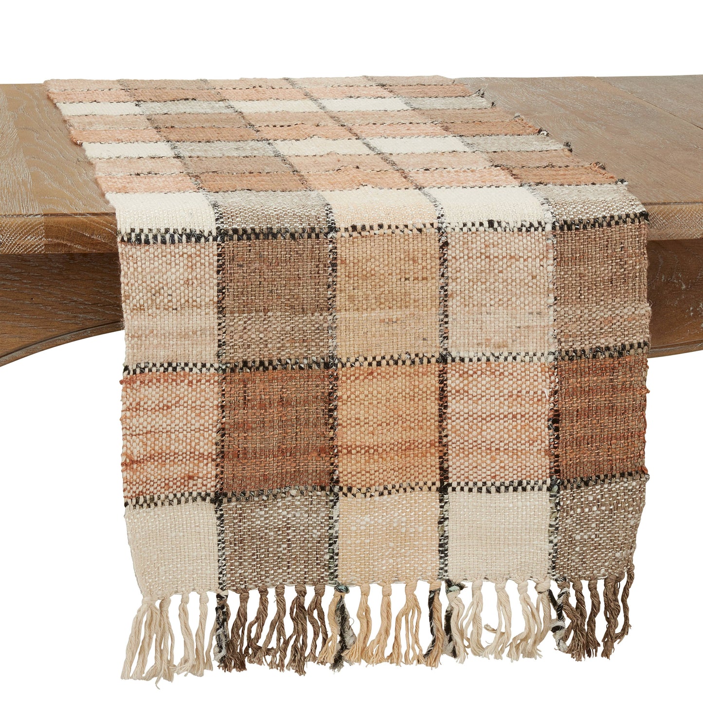 Natural Autumn Checkered Table Runner - 16"x72"