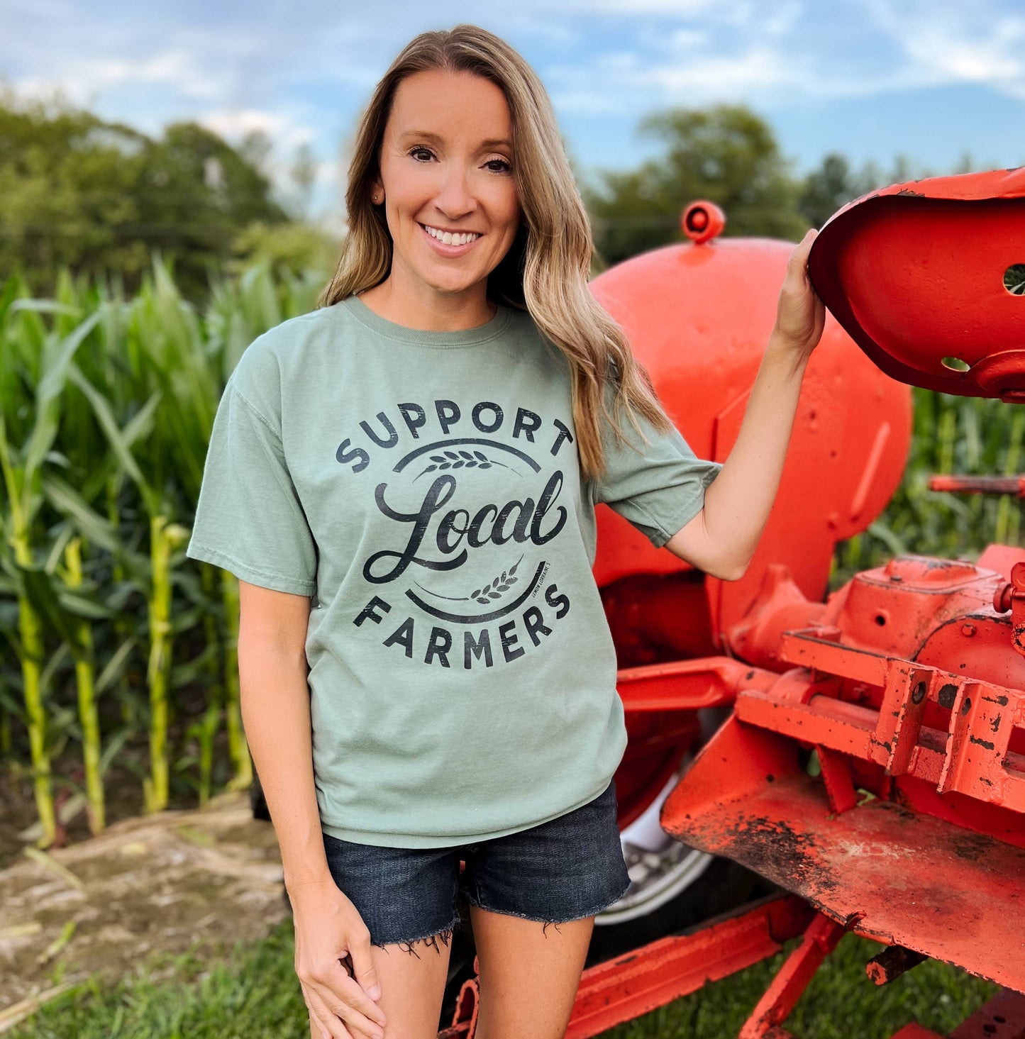 SUPPORT LOCAL FARMERS Cypress Green Graphic Tee