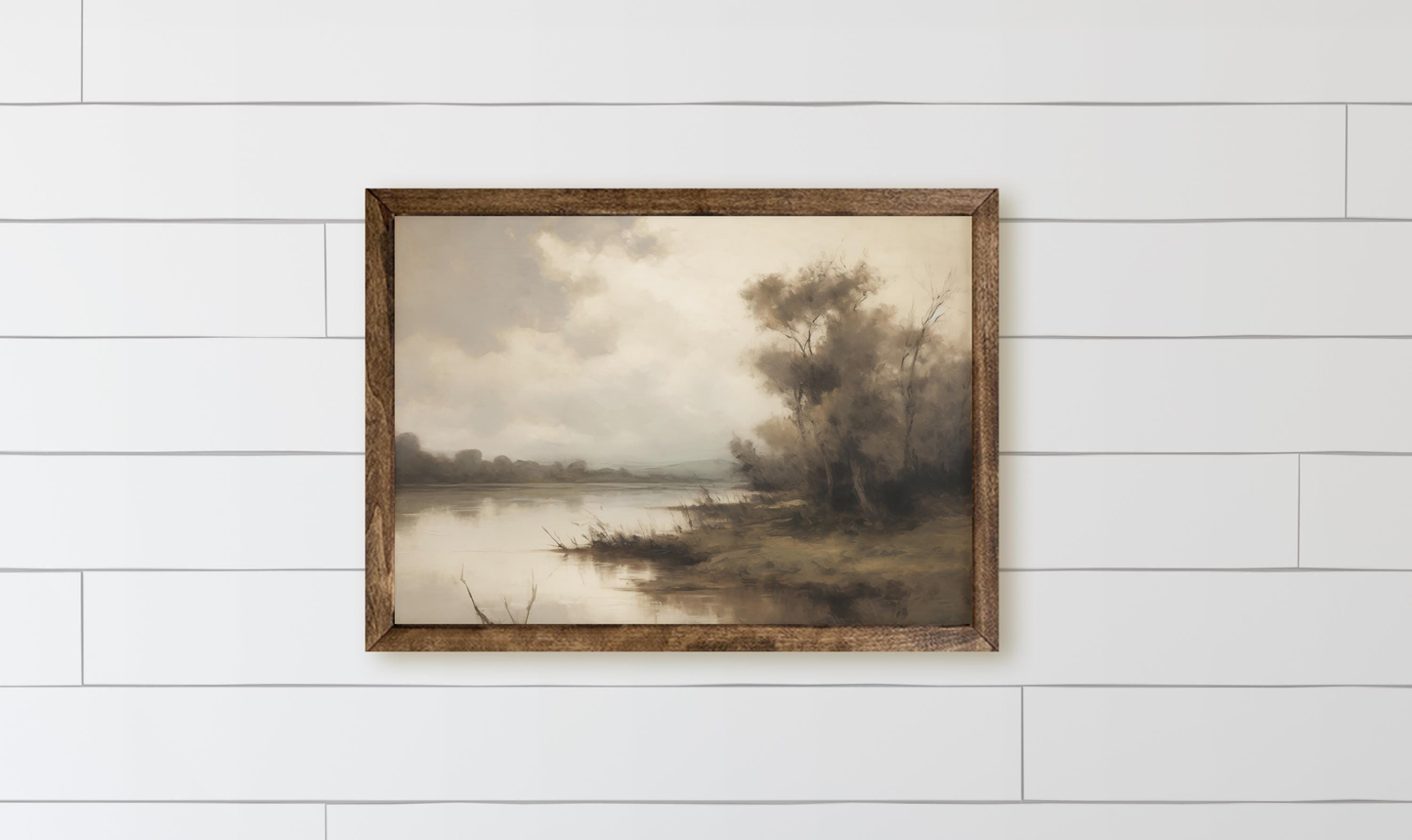 Hazy River Printed Espresso Framed Artwork - 18"x24"