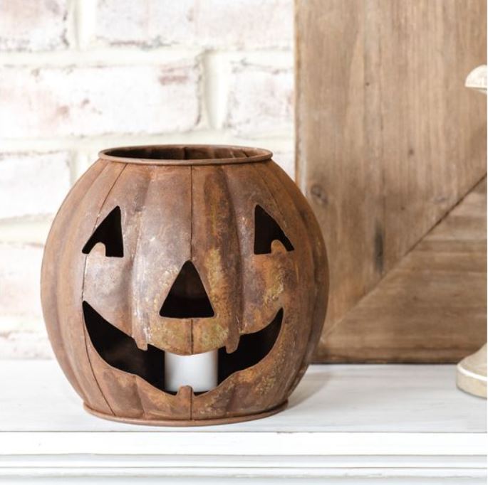 Rusty Jack-O-Lantern Candle Holder