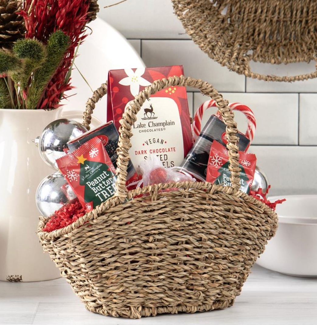 Oval Seagrass Basket with Tall Handles - 10.5"