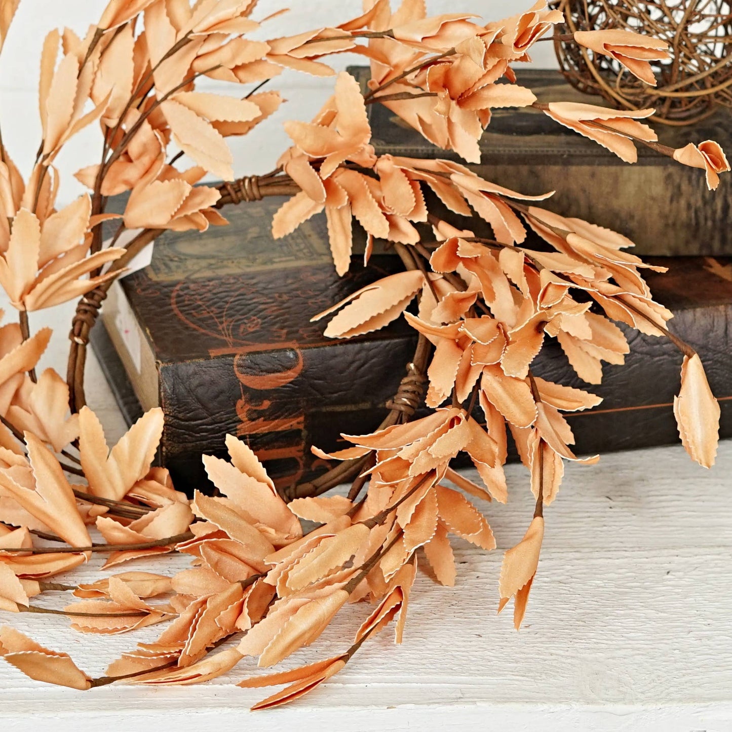 Tea-Stained Herb Leaves Wreath - 18"