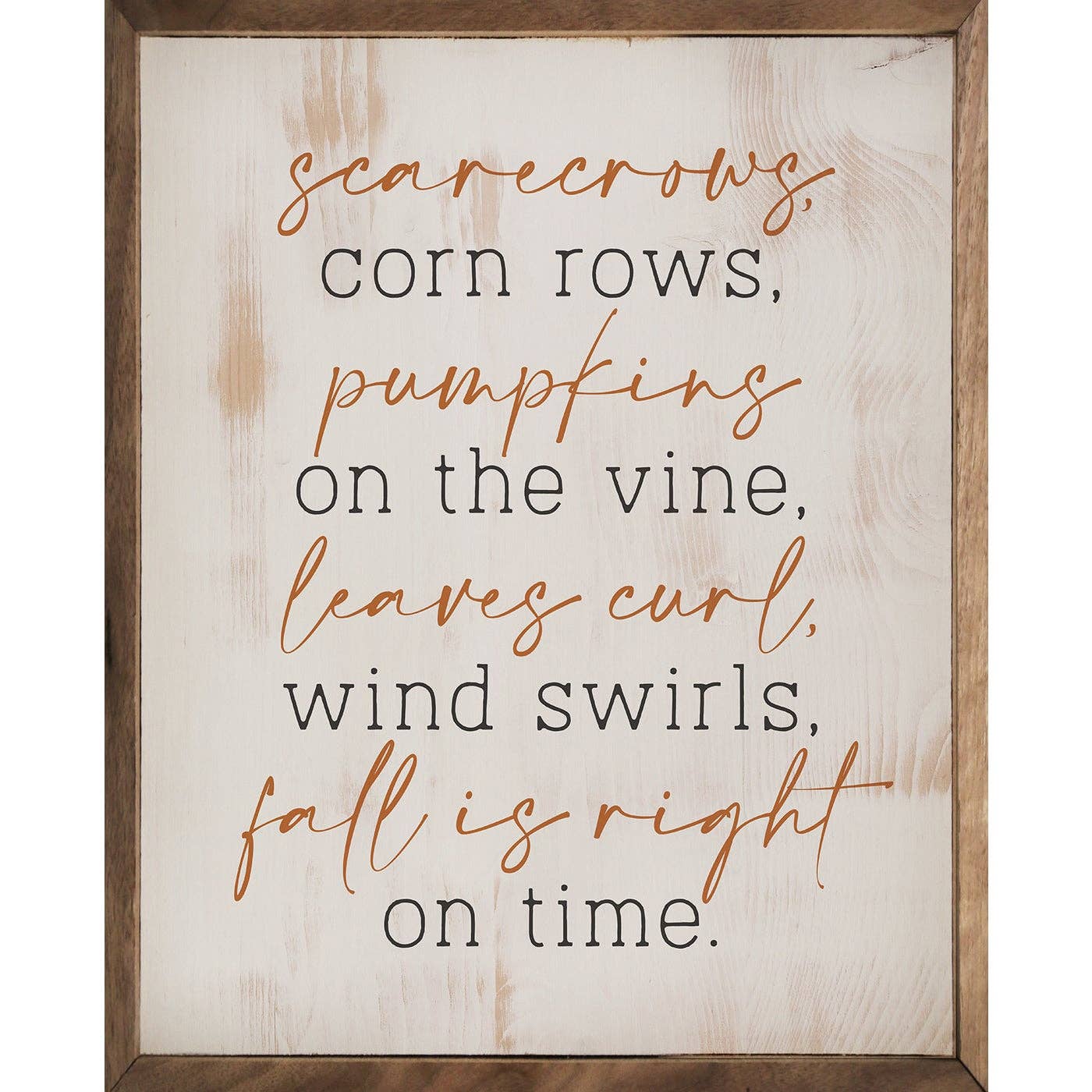 Scarecrows Pumpkins Leaves Sign - 8"x10"