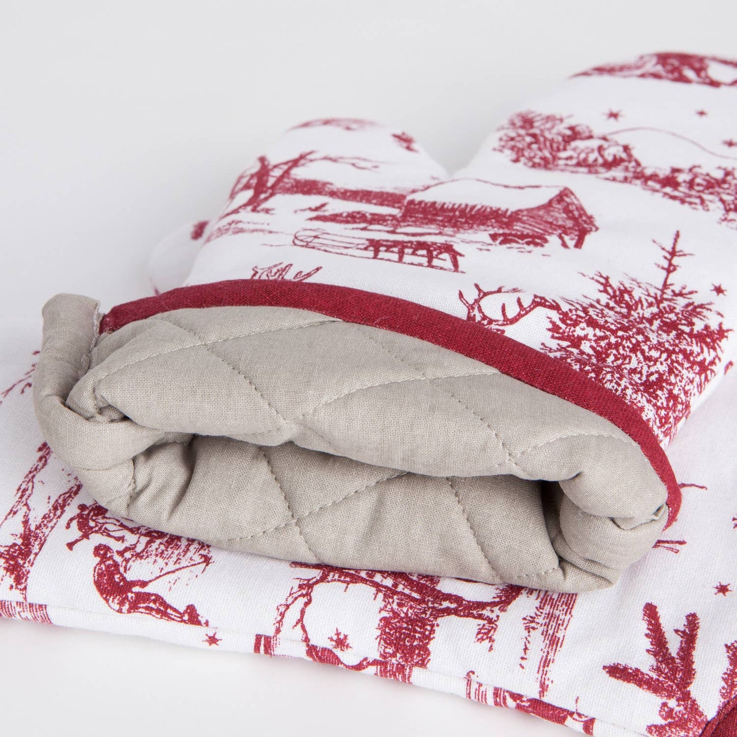 Winter Toile Christmas Classic Oven Mitt