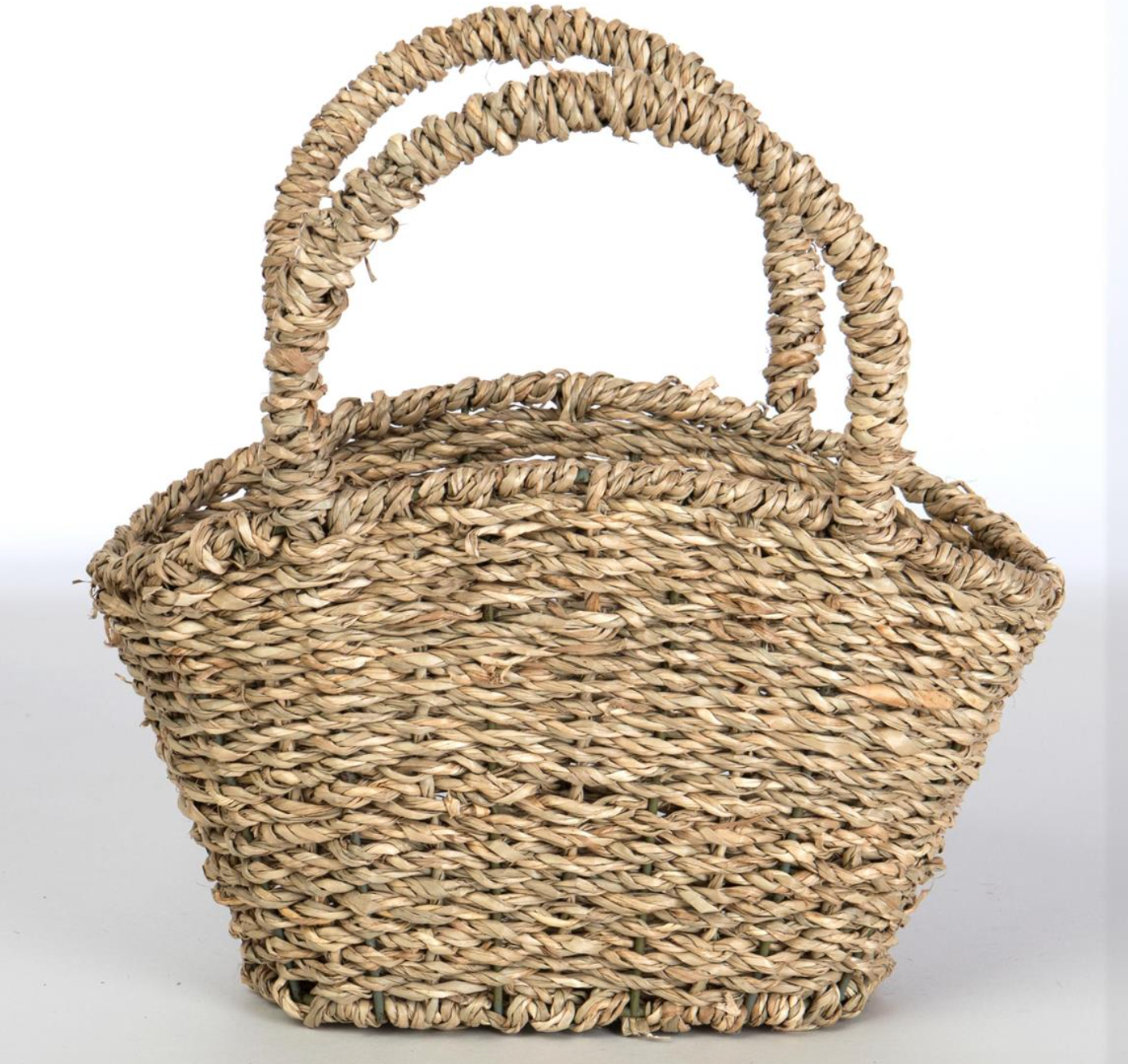Oval Seagrass Basket with Tall Handles - 10.5"