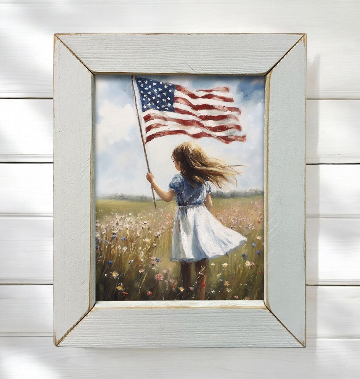 American Flag Girl - 8"x10"