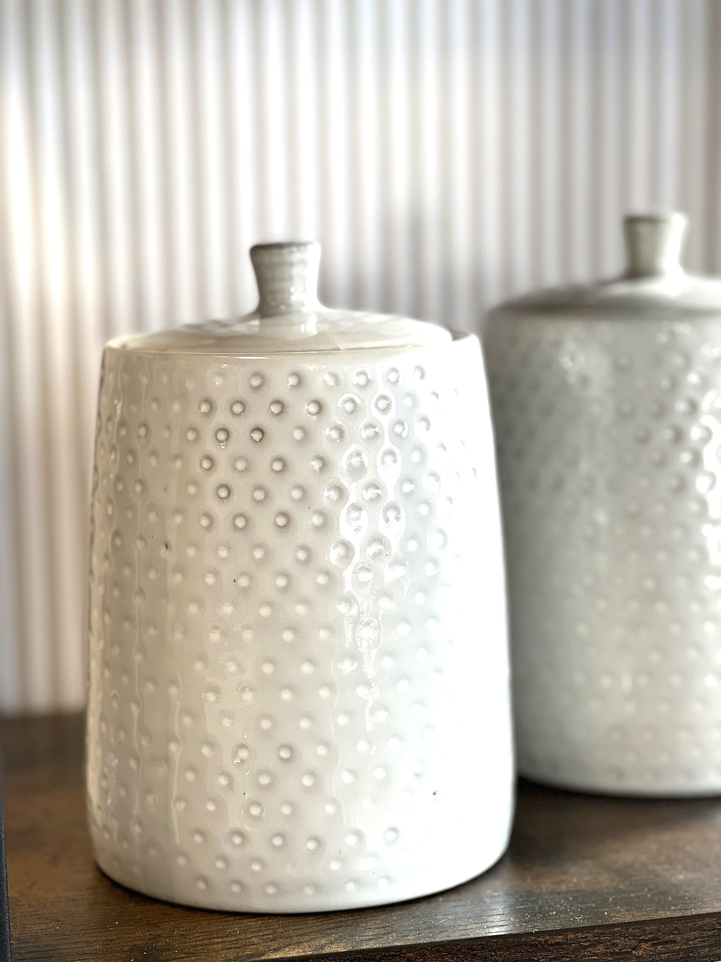 Dimpled White Canister