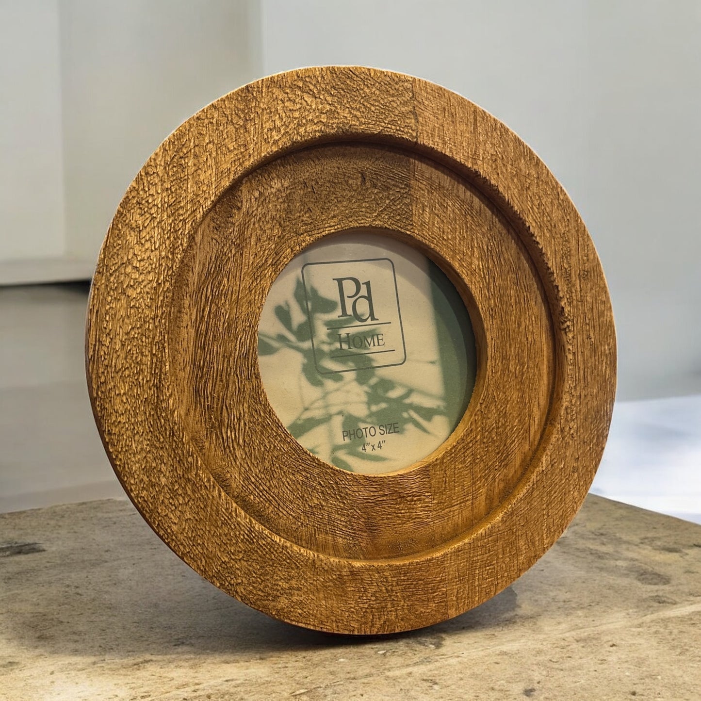 Round Natural Wood Frame - 4"x4" photo