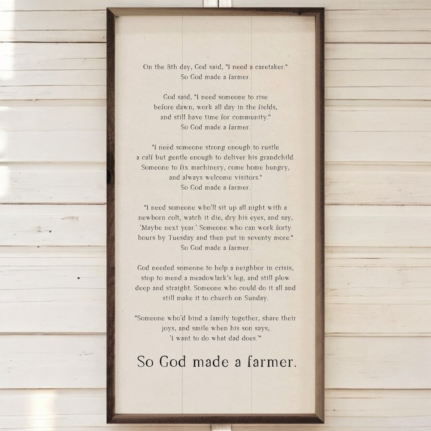 So God Made A Farmer Text Sign - 8"x16"