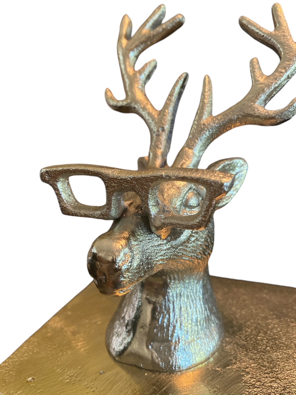 Gold Eyeglasses Reindeer Stocking Holder