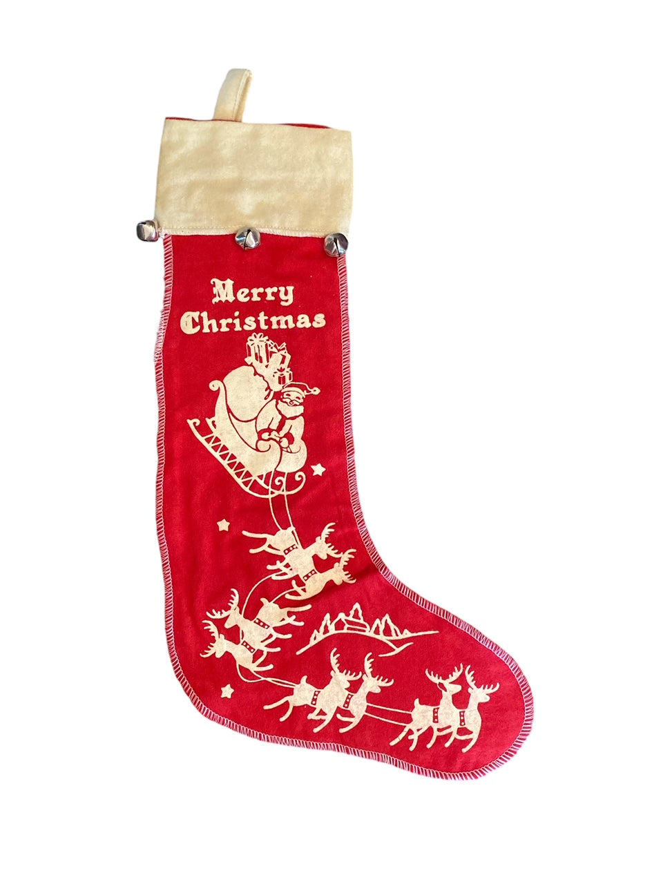 Vintage Santa Bell Stocking