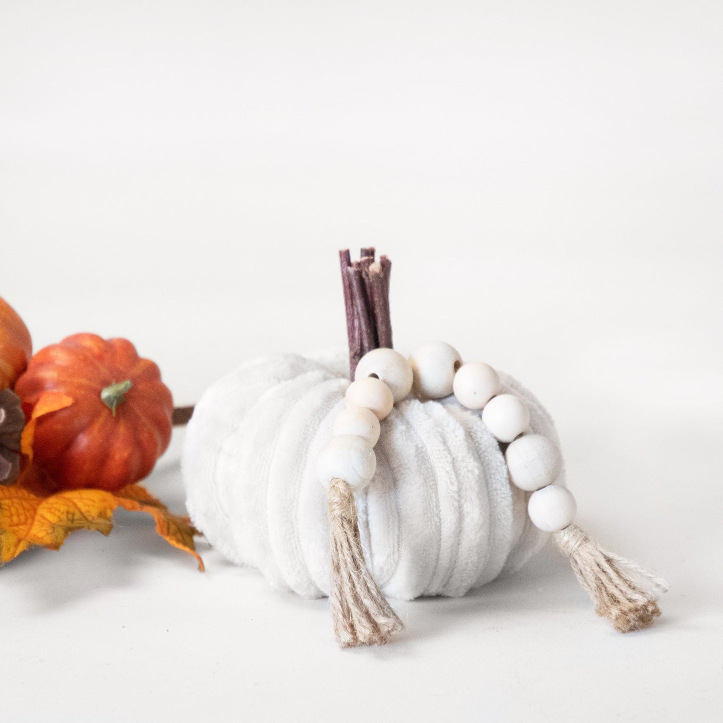Velvet Corduroy Pumpkin with Beads - 5"