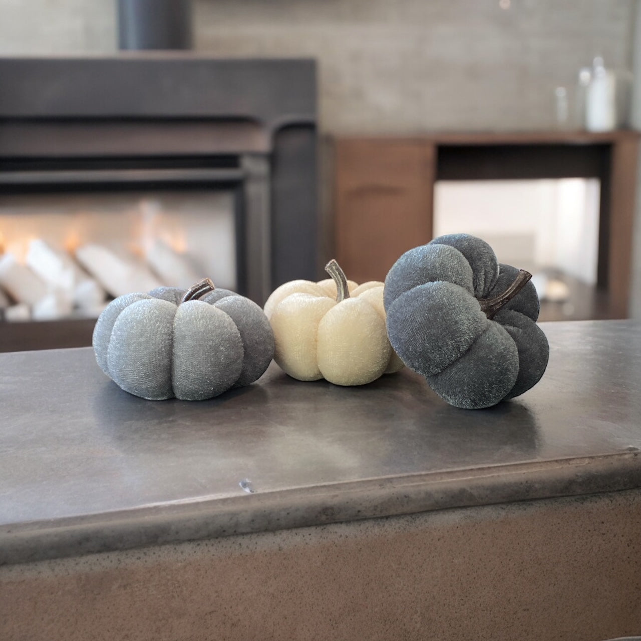 Velvet Pumpkin Set of 3 - 3" each