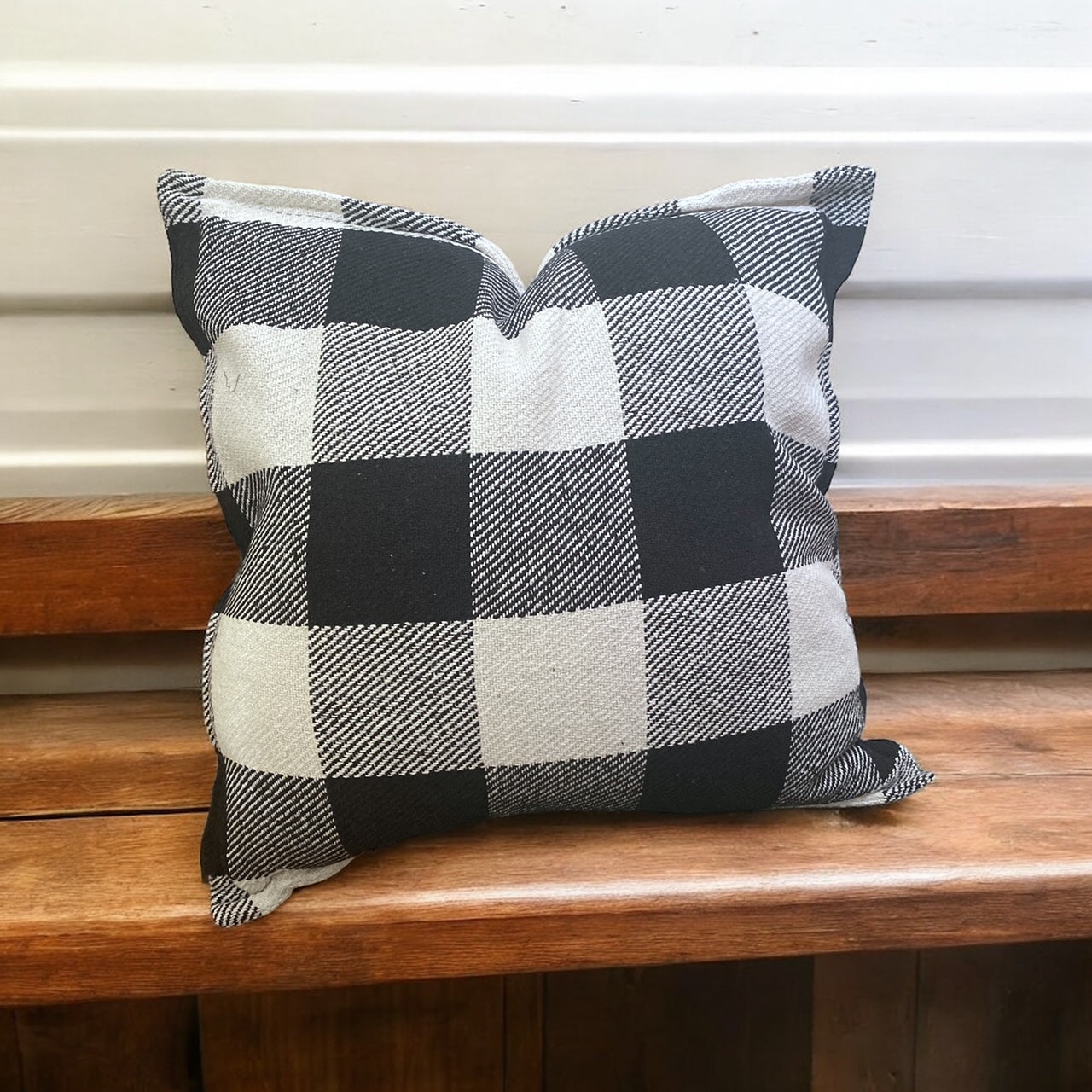 Black & White Buffalo Plaid Pillow - 24" x 24"