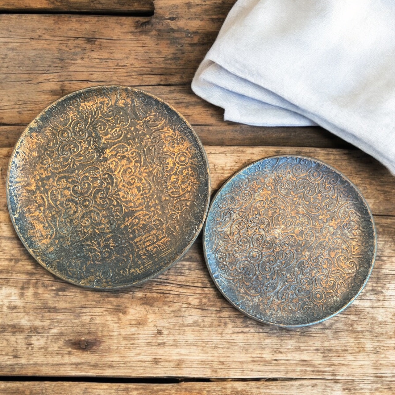 Bronze Embroidered Decorative Plates