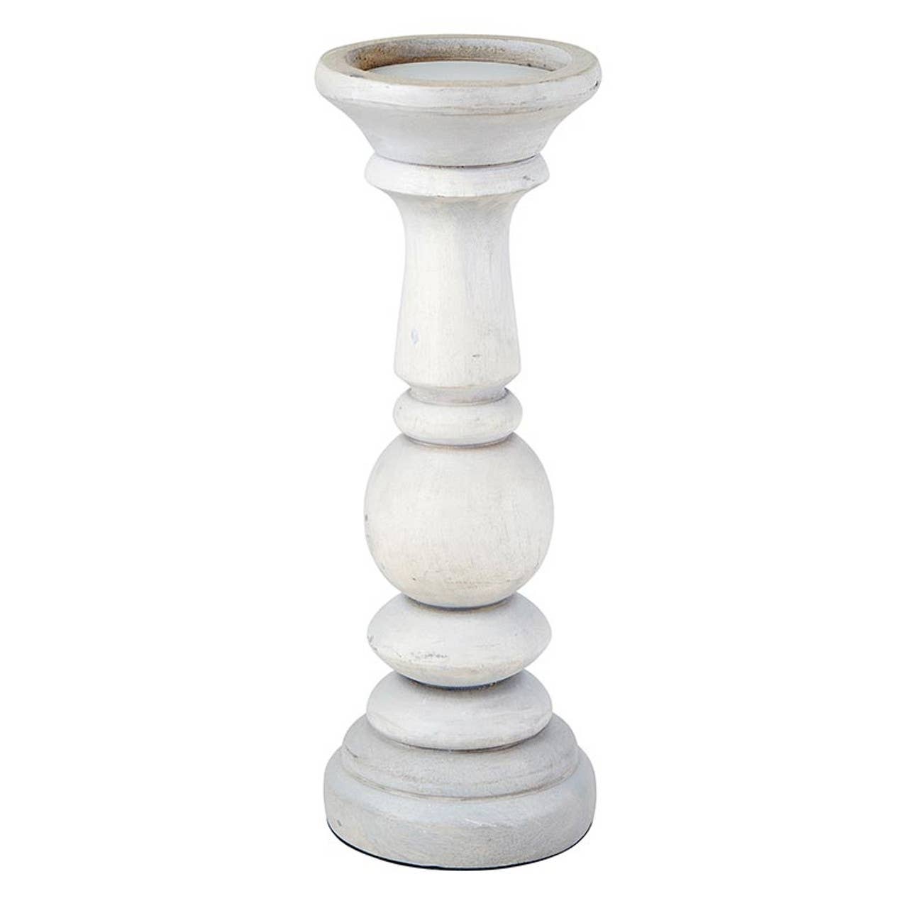 Light Gray Wooden Candle Holder - 12"