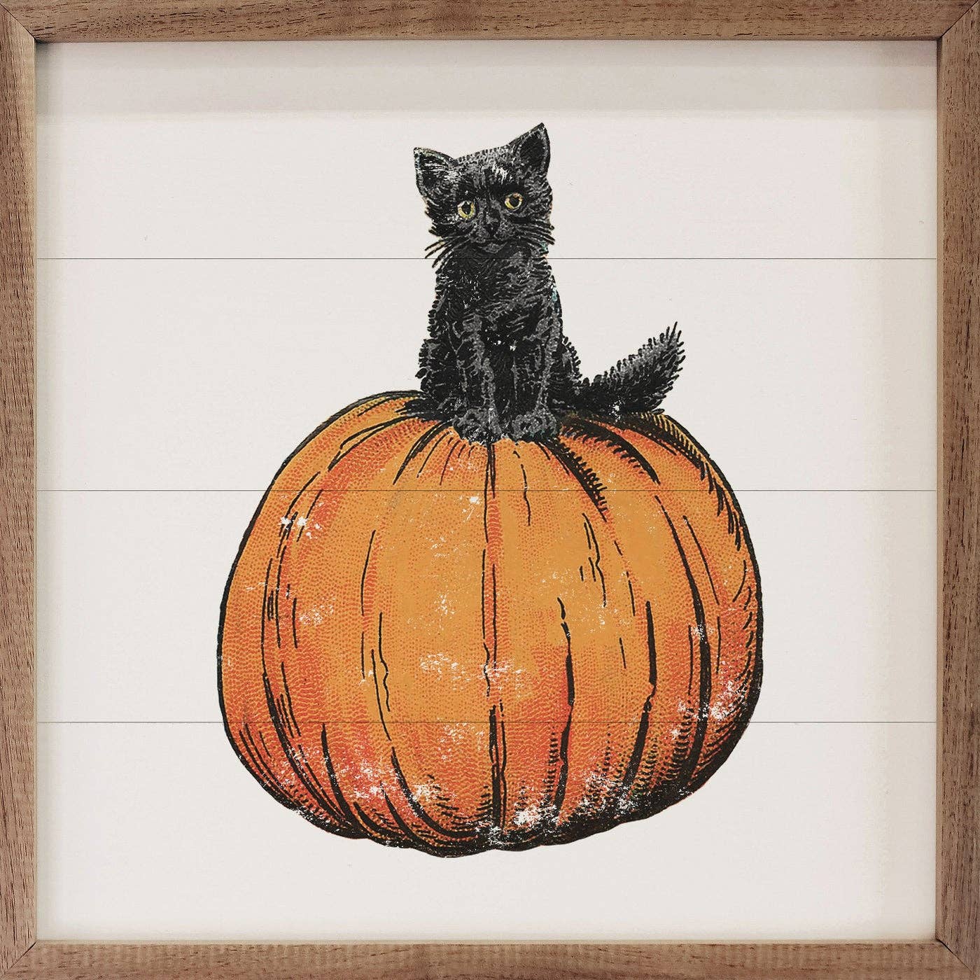 Vintage Halloween Cat on Pumpkin - 4"x4"