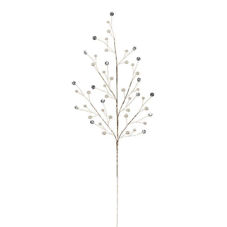 Large Pearl & Crystal Gem Pick - 21"