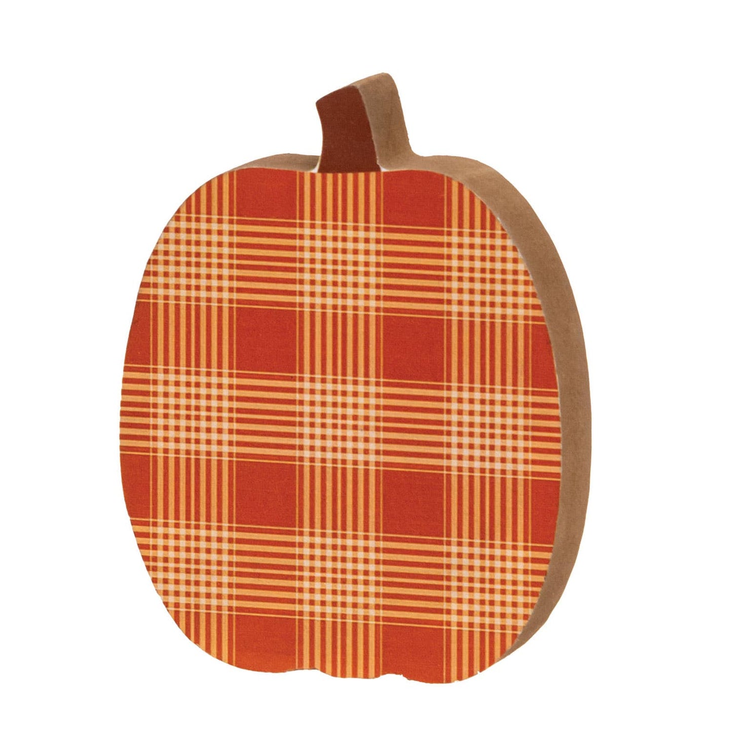 Orange & Cream Plaid Chunky Pumpkin Sitter