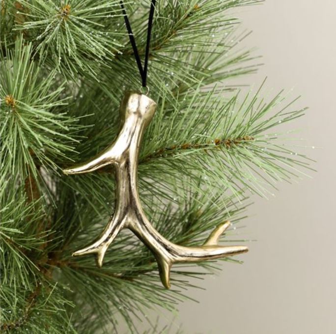 Large Gold Antler Ornament - 6.5"