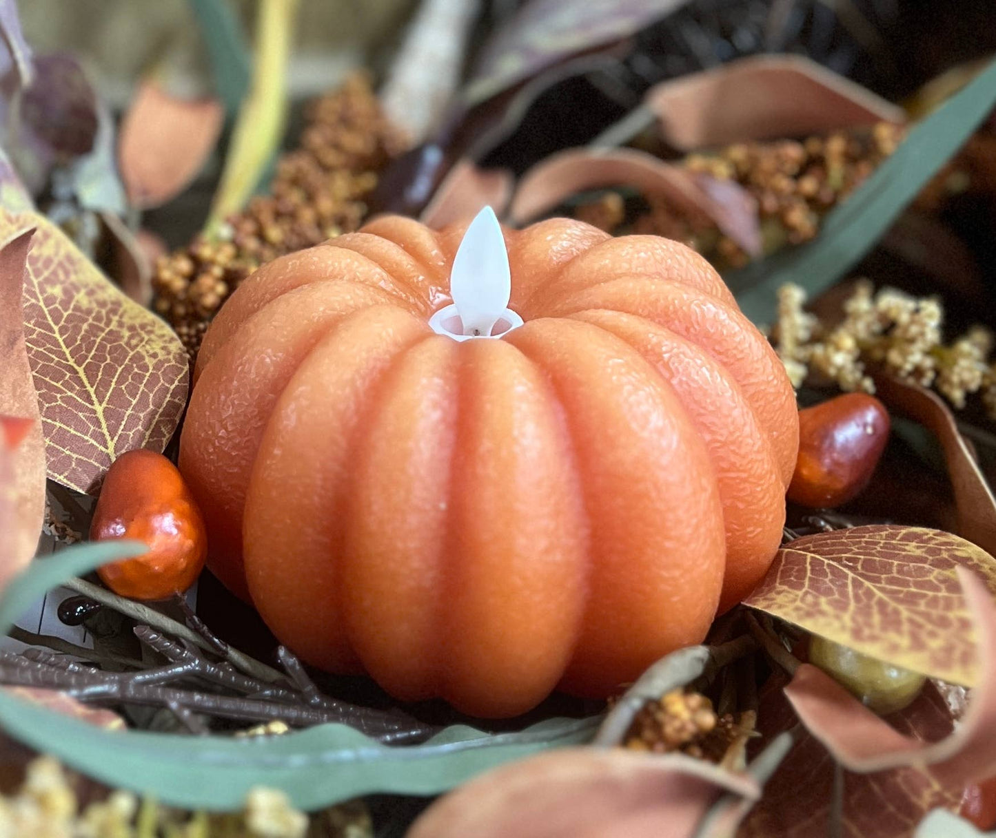 Flameless Pumpkin Candle w/ Timer - 4.5"
