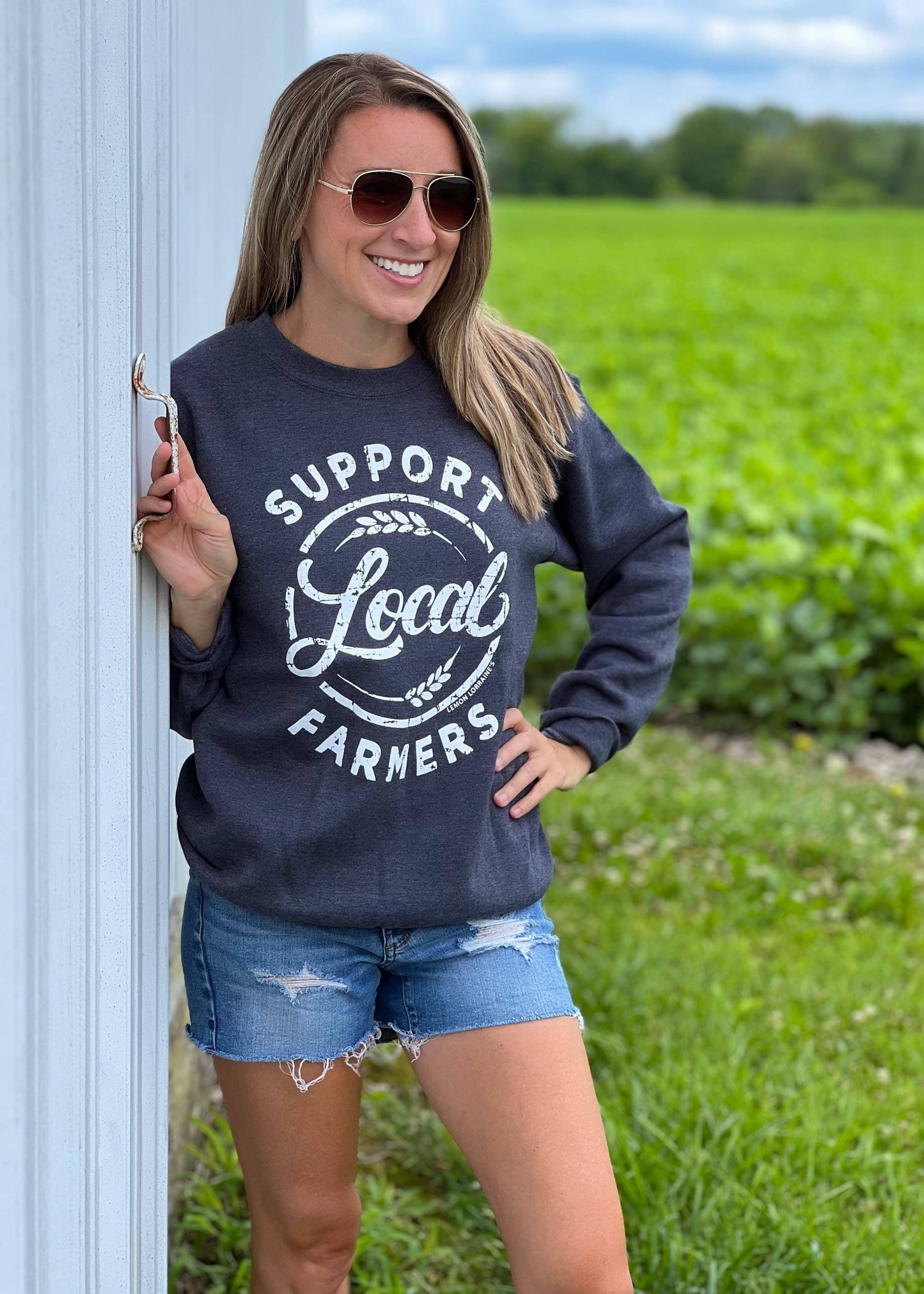 SUPPORT LOCAL FARMERS Crewneck Sweatshirt