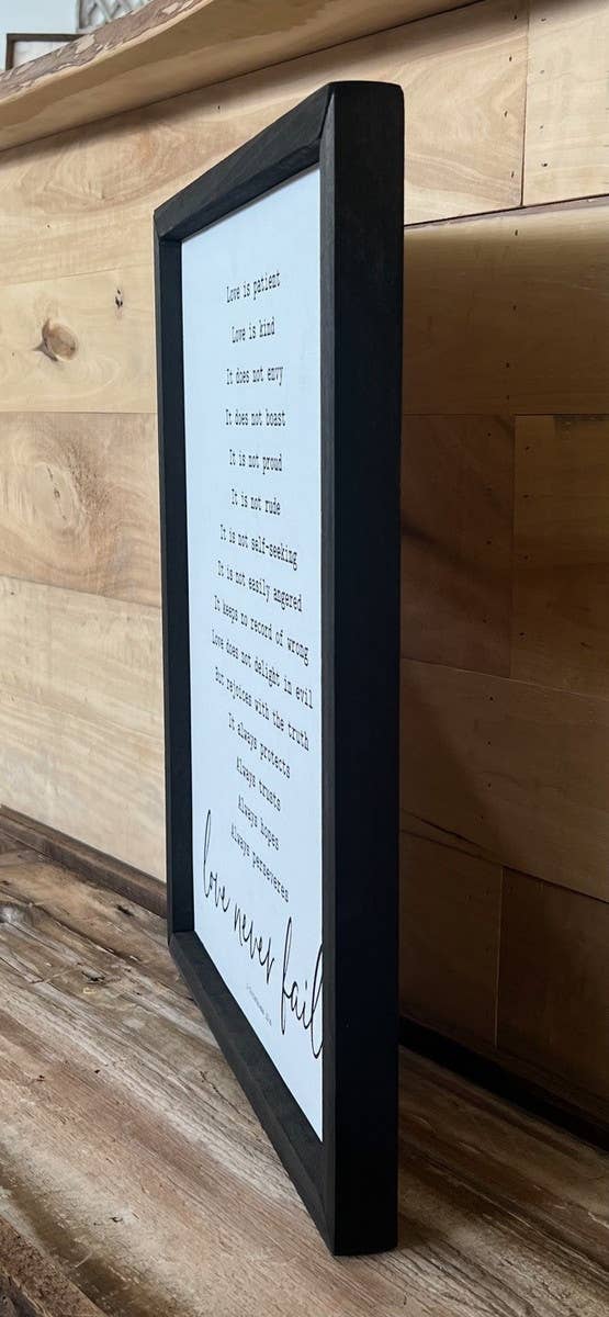 Love Never Fails Canvas Box Frame - 18"x24"