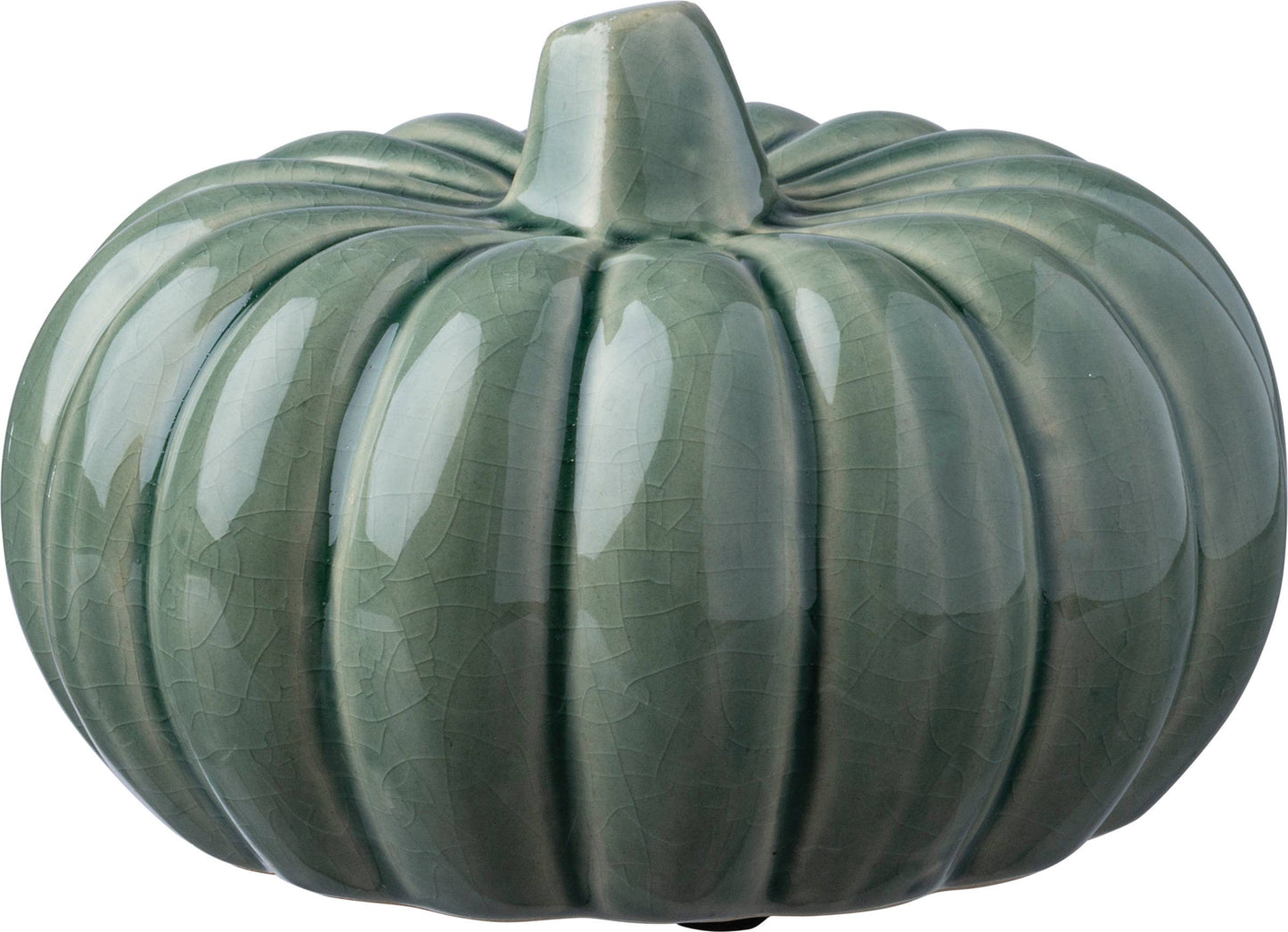 Medium Green Ceramic Pumpkin - 4"