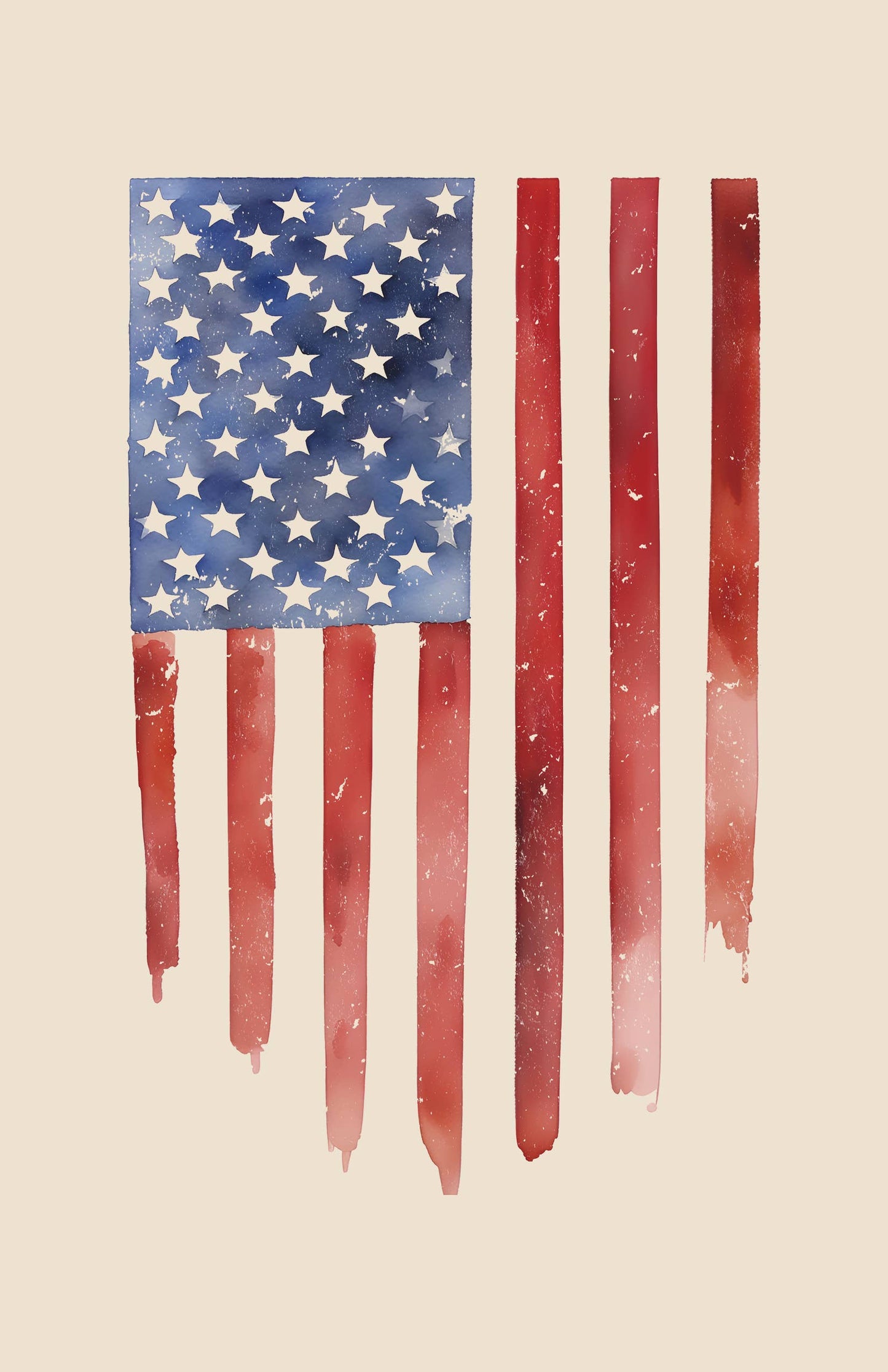 USA Watercolor Flag Heather Oatmeal Tee