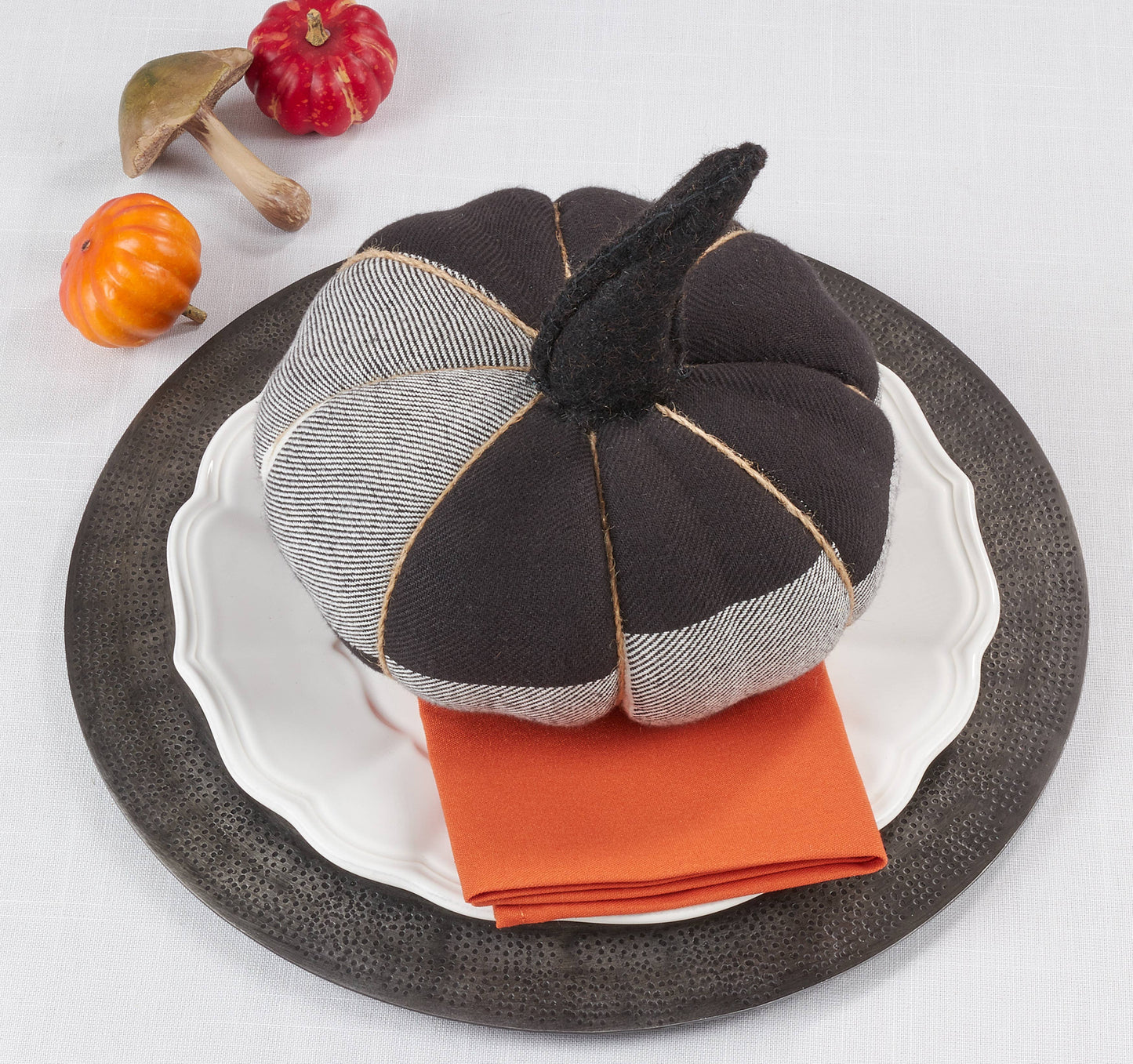 Black and White Buffalo Plaid Pumpkin - 6"