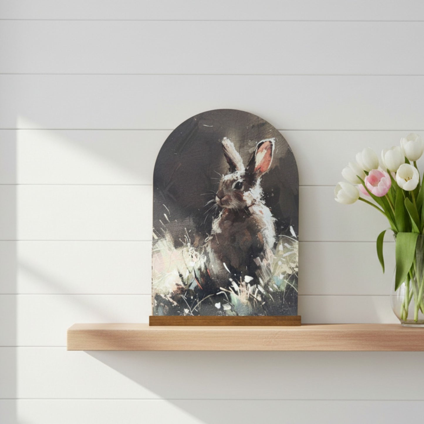 Dark Bunny Arch with Wooden Stand - 11"x15"
