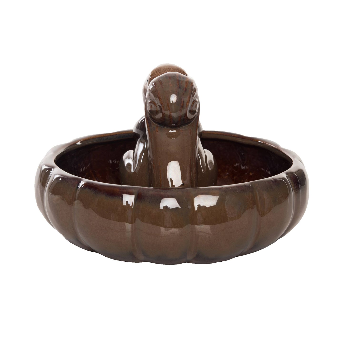 Brown Squirrel in Pumpkin Bowl - 7.5”