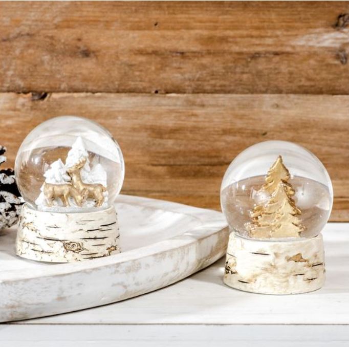 Mini Deer and Tree Snow Globes - 3.5"