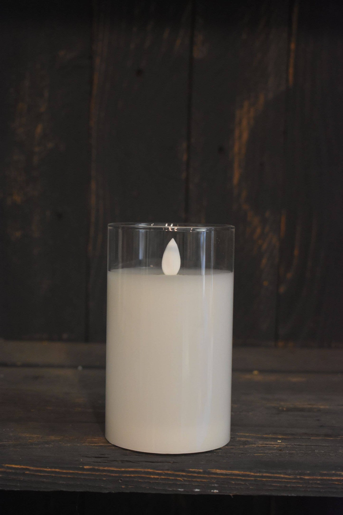 Clear Glass Cylinder Moving Flame LED Candle - 6"