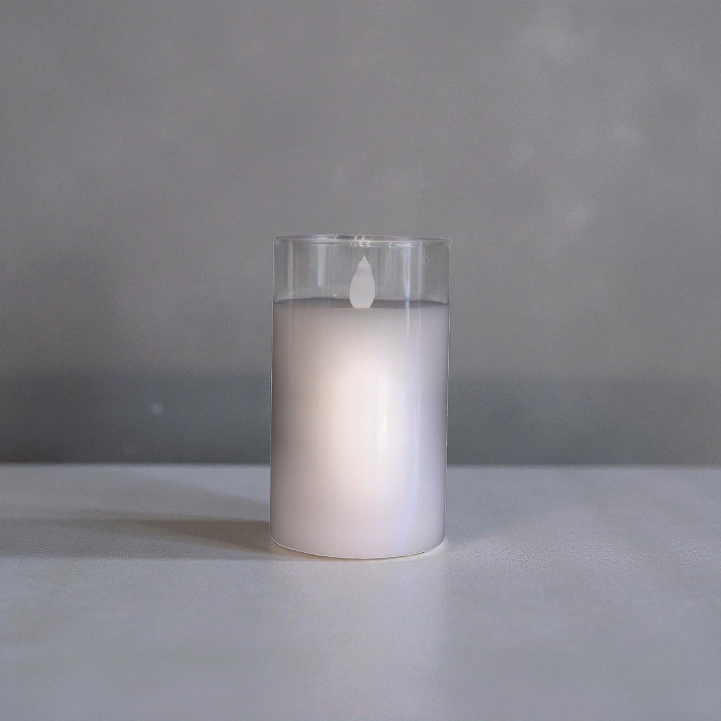 Clear Glass Cylinder Moving Flame LED Candle - 6"