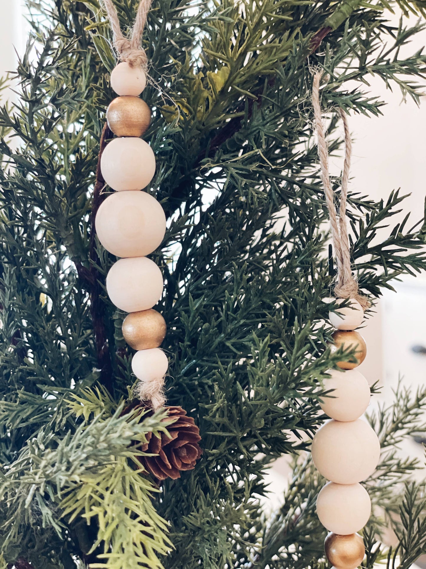 Natural and Gold Bead Ornament